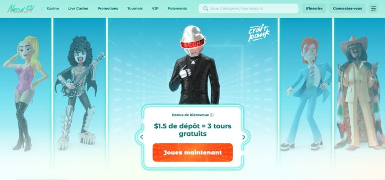 Néon54 Casino bonus bienvenue